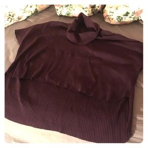 burgundy loose neck poncho