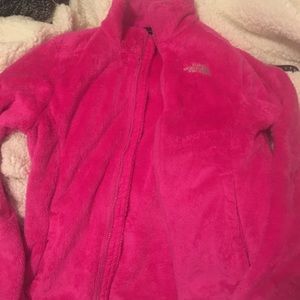Vibrant pink North face fluffy fleece jacket