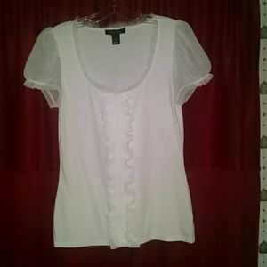 White House Black Market white short sleeve sheer