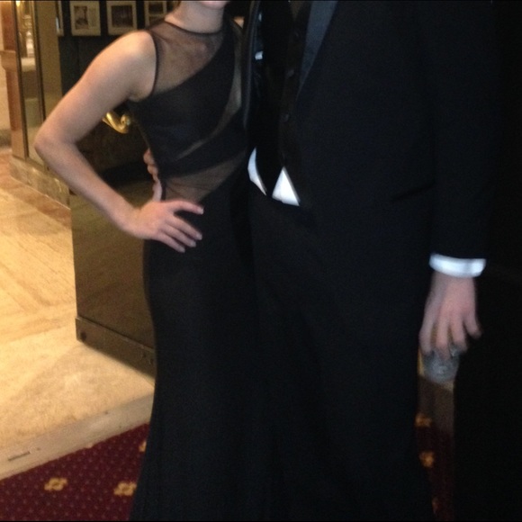 Black Meeh Cutout Prom Dress - Picture 3 of 4