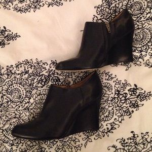 Black leather booties