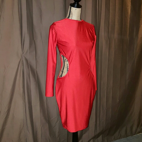 Long Sleeve Side Cut Out Party Dress