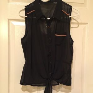 Black sleeveless blouse
