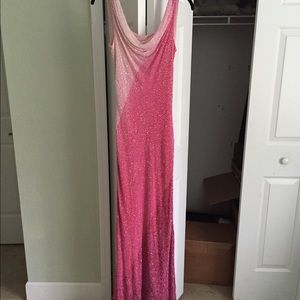 Long pink beaded gown