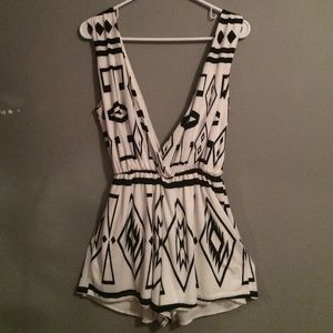 Black and White Aztec Romper