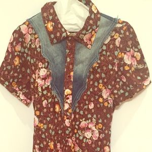 Free people paisley denim shirt