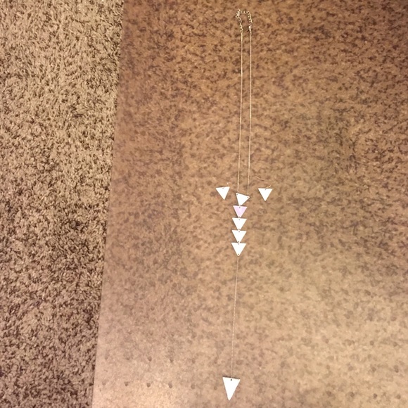 Silver triangles necklace and earring set