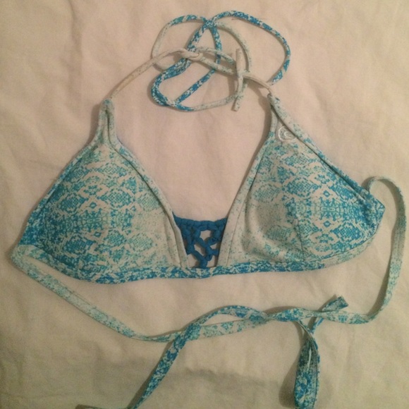 Blue and white rip curl bikini top