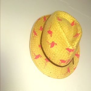 Summery Pink Flamingo Straw Fedora Hat