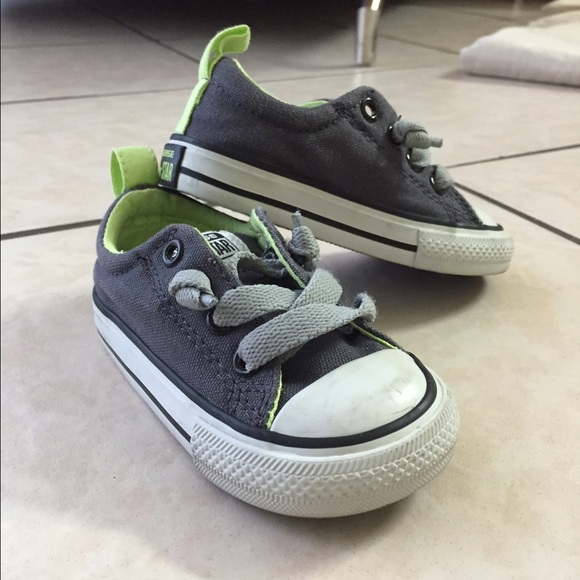 OBO Toddler Converse Gray w/ Neon Green Trimmings!
