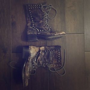 leather studded combat boots