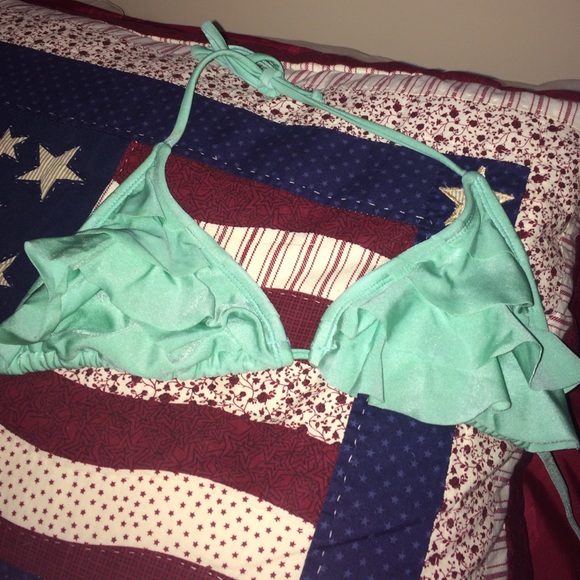 Blue Green ruffle top bikini