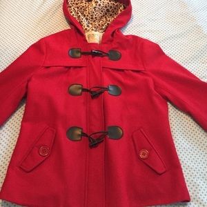 Red 3/4-sleeve Lightweight Toggle/Duffle Jacket