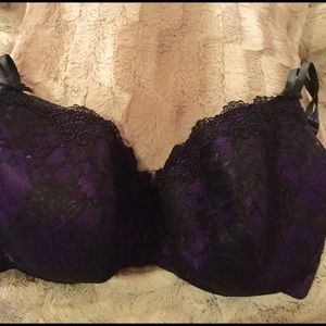 💥⚡️SALE💥⚡️CACIQUE 44DDD Purple&Black Lace bra