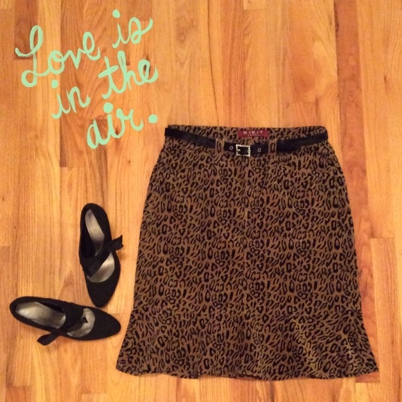 Kikit Jeans Dresses & Skirts - Leopard Print Denim Corduroy Skirt