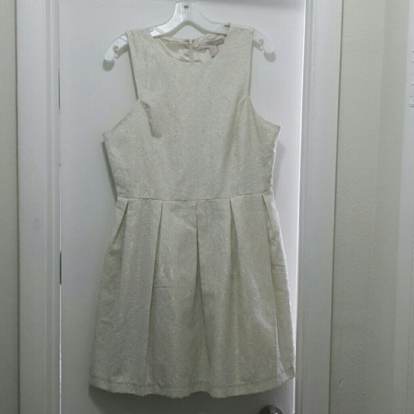 Cream and gold fit and flare dress
