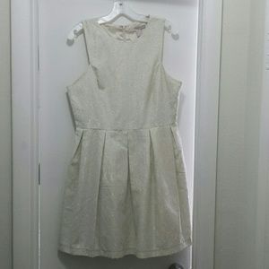 Cream and gold fit and flare dress