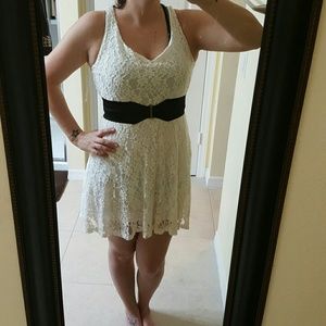 White lace overlay dress