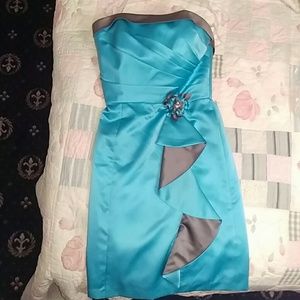 Andrew Adela blue topaz/charcoal dress and shoes