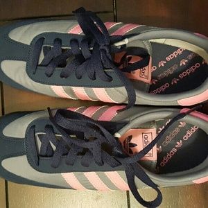 Blue and pink Adidas