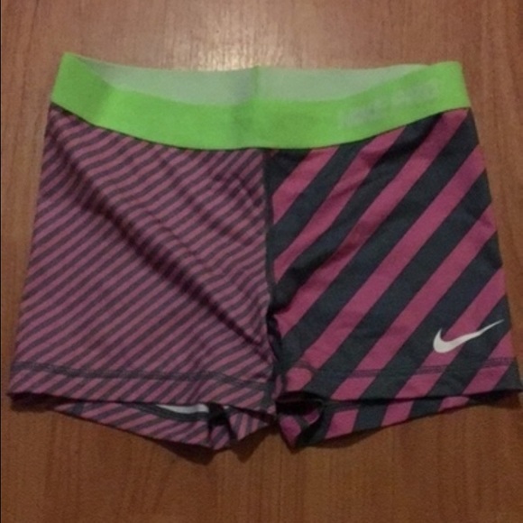 Rare Nike pro striped spandex shorts