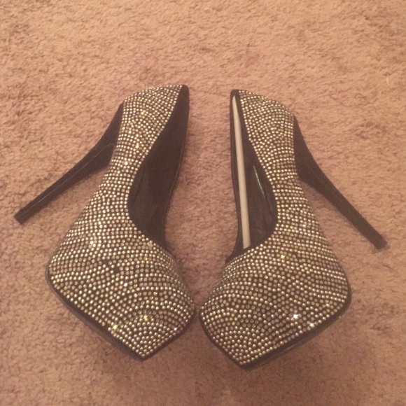 Black Rhinestone Heels