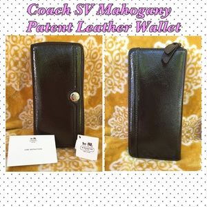 Coach SV Mahogany Patent Leather Zip Wallet