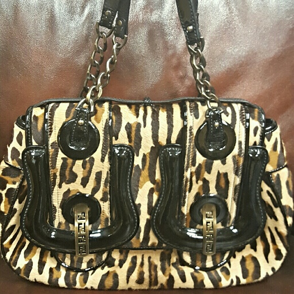 Fendi Leopard Pony Hair "B" Baguette