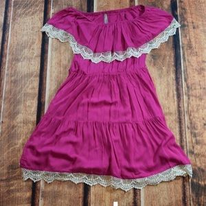 Magenta off the shoulder dress
