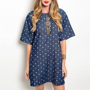 Polka Dot Chambray Dress