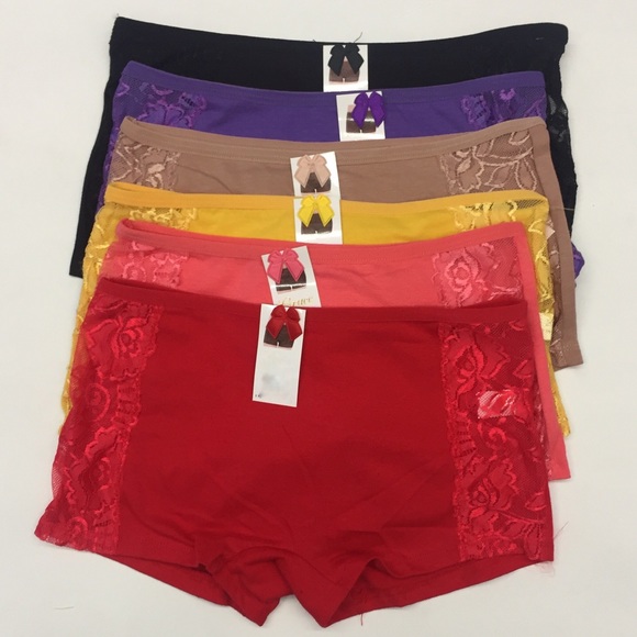 6 Boyshort Undies w/ Lace Sides