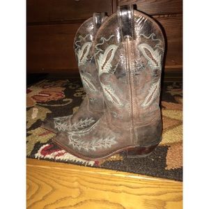 Justin Cowboy Boot with Blue Embroidery