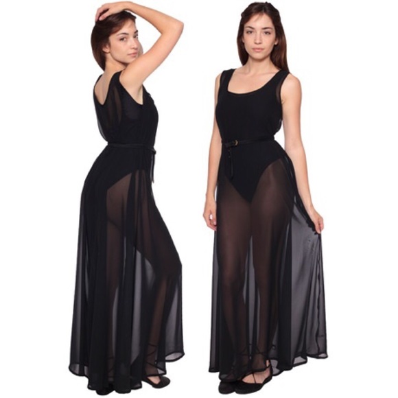 American Apparel Black Chiffon Maxi Dress