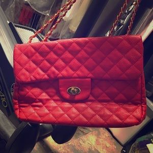 Red quilted purse