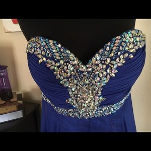 Meier Strapless Chiffon A Line Gown In Royal Blue