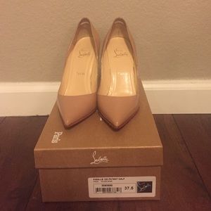 Christian Louboutin Patent Nude Pigalle 100 Sz37.5