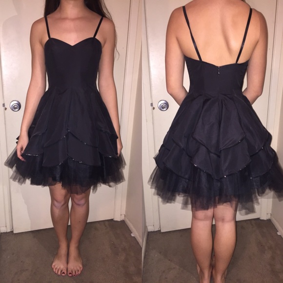 Black mini dress with black sequin