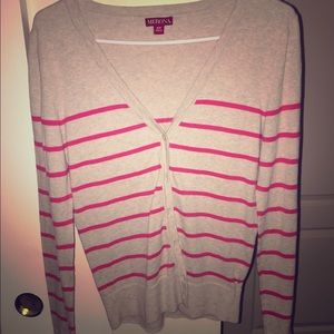 Tan and pink stripe cardigan