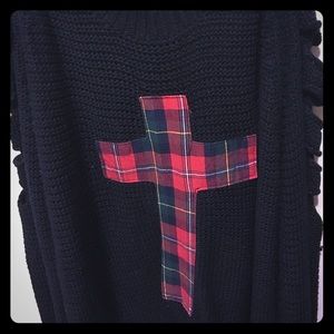 Plaid Cross Sweater