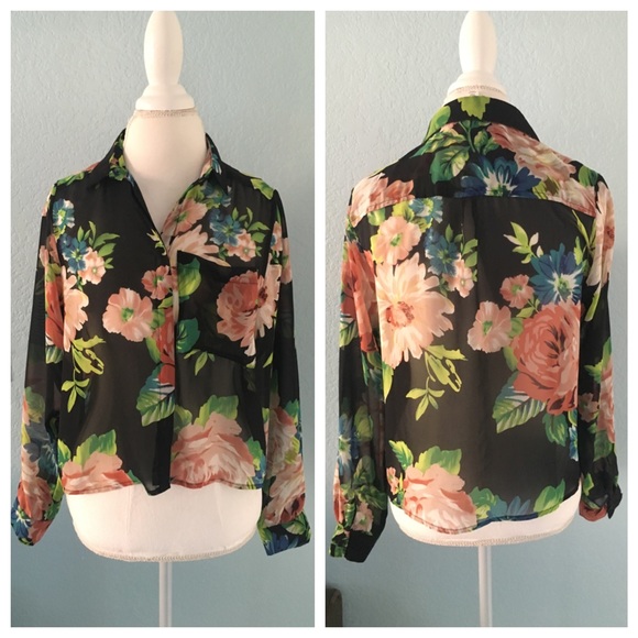 Floral Semi-Sheer Button Up