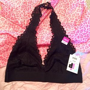 pink black bralette