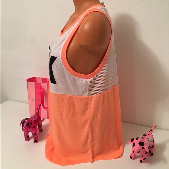 🚫SOLD🚫NEW PINK VS LOGO MESH BACK MUSCLE TEE - Picture 2 of 4