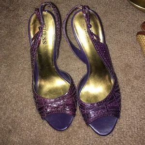 Guess Purple Snakeskin Heels