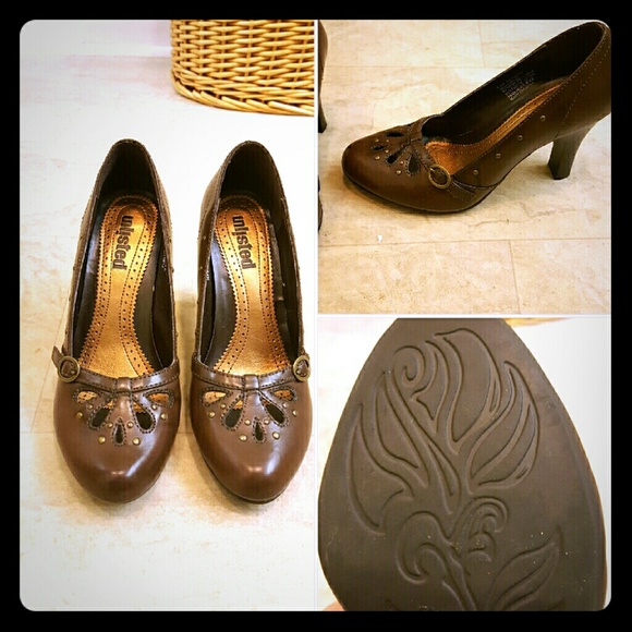 Brown leather heels