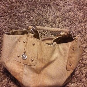 Cream leather snake skin satchel