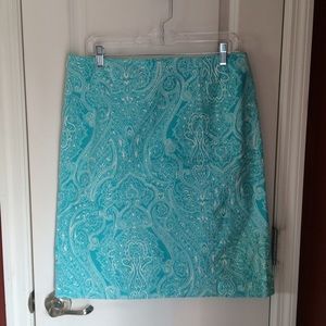 Talbots Turquoise and White skirt