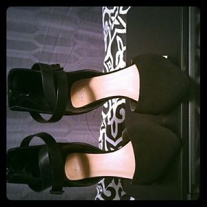 Black Sexy Cute Suede Heel with Leather Strap