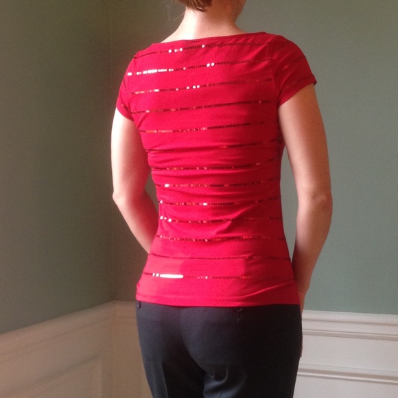 Red Loft simple sequin striped shirt - Picture 2 of 3