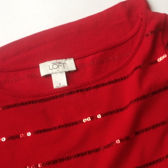 Red Loft simple sequin striped shirt - Picture 3 of 3