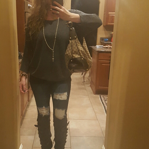 Gucci "Jockey" Large Monogram Hobo Bag